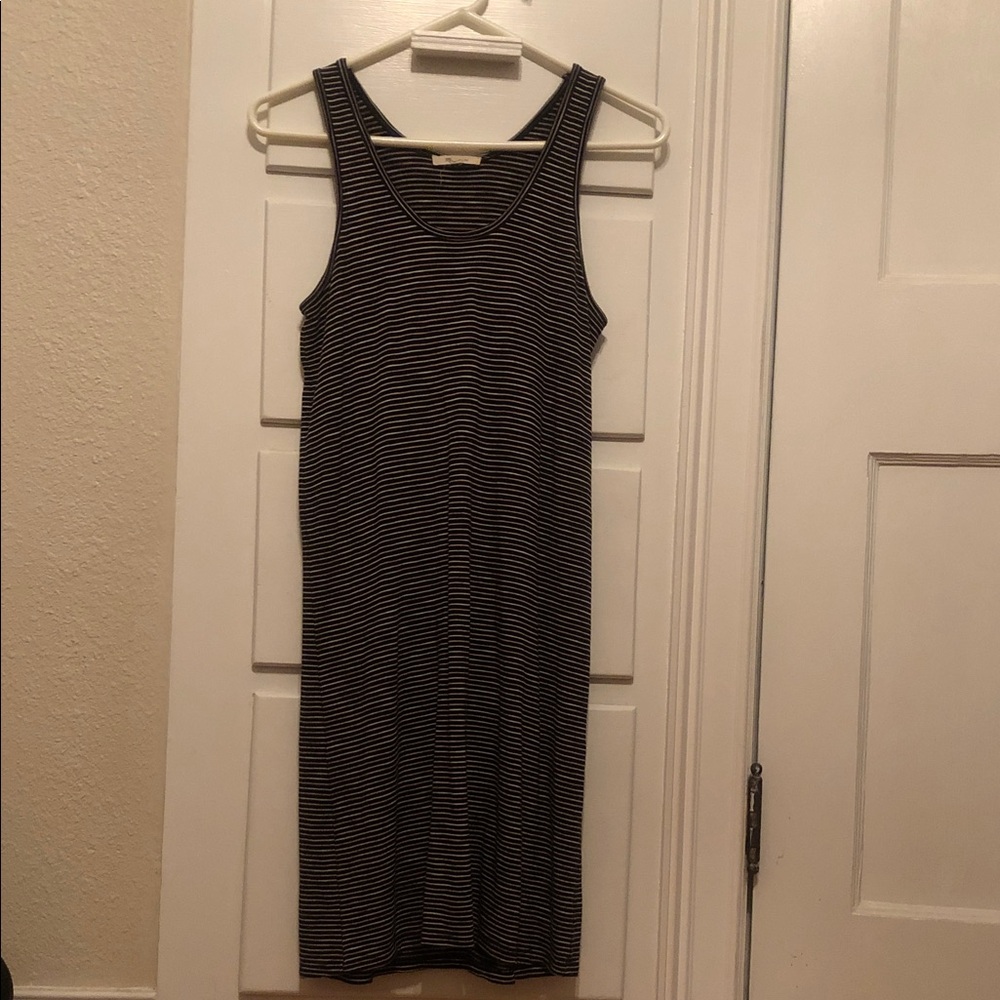 Madewell Black and White Striped Midi Tank Dress